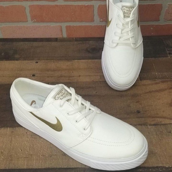 nike sb janoski white sail & golden beige canvas skate shoes